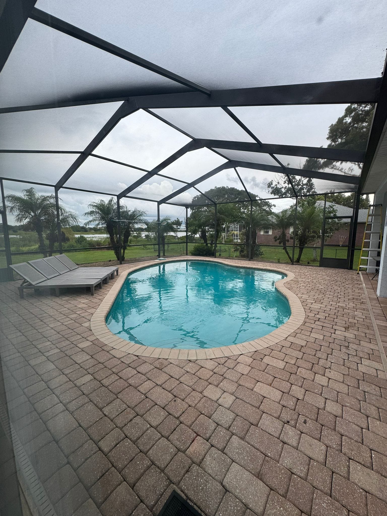 Pool and sun lounger